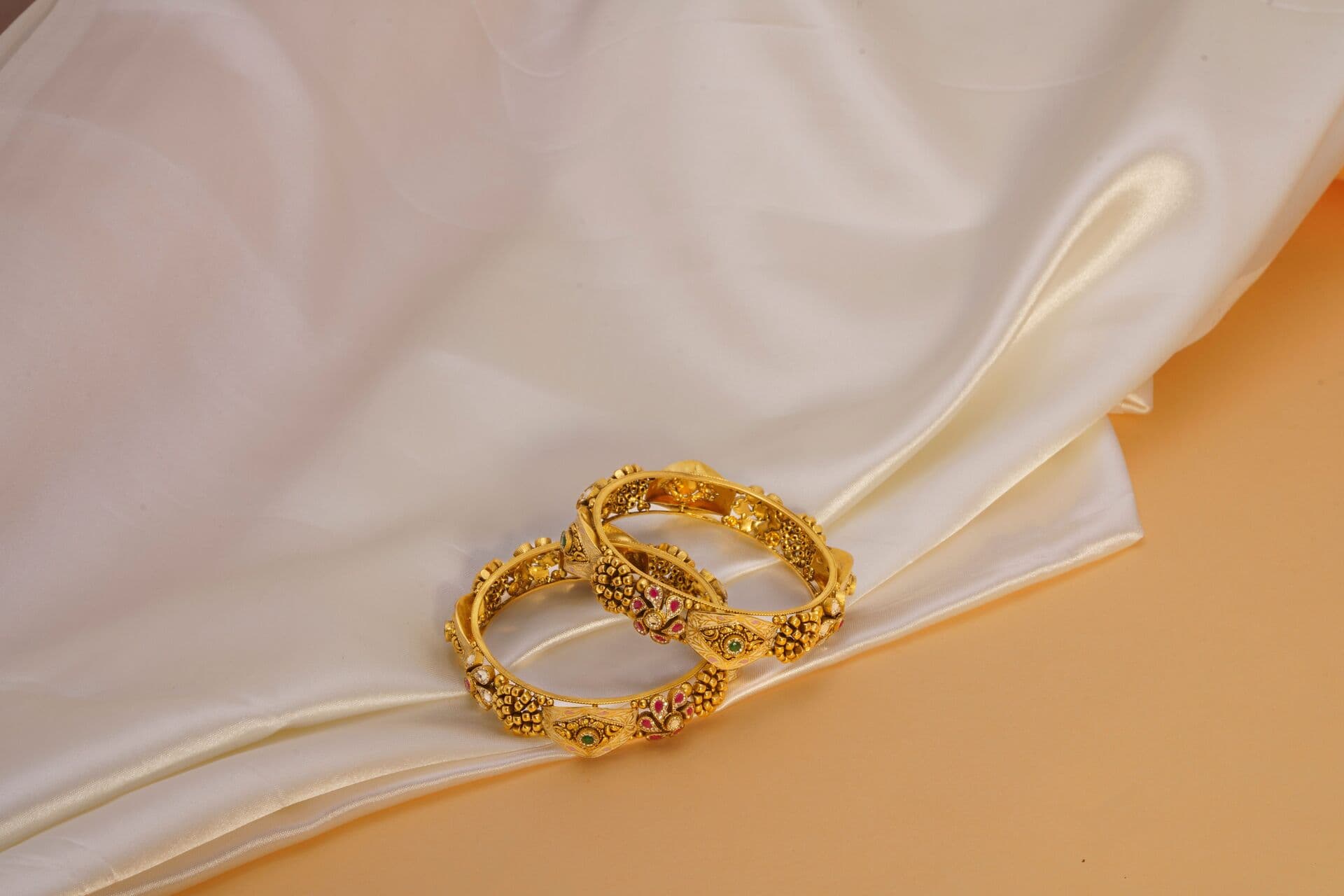 AD Collections gold-toned craft on champagne satin